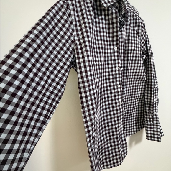 Lands' End Women’s Brown Gingham Shirt - No Iron Supima - Picture 4 of 11